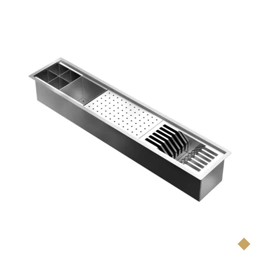 Canal Organizador de Cozinha Docol 90cm em Aço Inox com 4 Acessórios