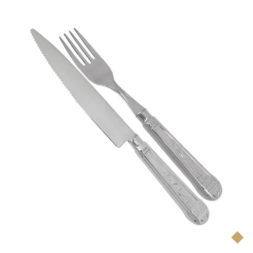 Faqueiro 200 Talheres Jumbo Facas e Garfos Aço Inox Churrascaria Prateado Nobre
