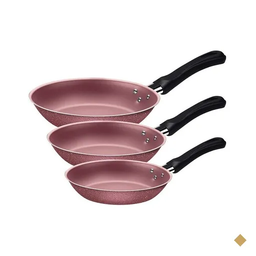 Jogo de Frigideiras Tramontina Caribe com 3 Peças, Rosa