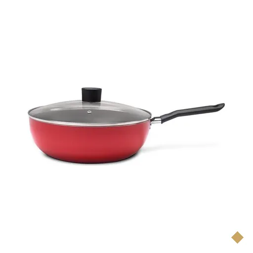 Panela Wok Brinox Garlic com Tampa de Vidro, 2,3 Litros, Vermelha