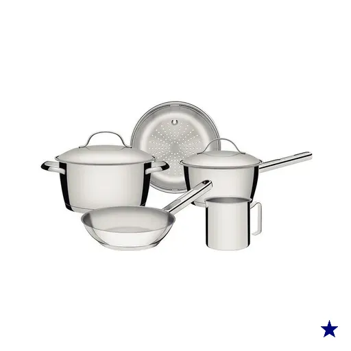 Conjunto de Panelas Tramontina Allegra 5 Peças Aço Inox Fundo Triplo