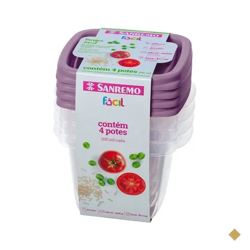 Conjunto de Potes Sanremo 4 Peças, 200 ml, Cores Sortidas