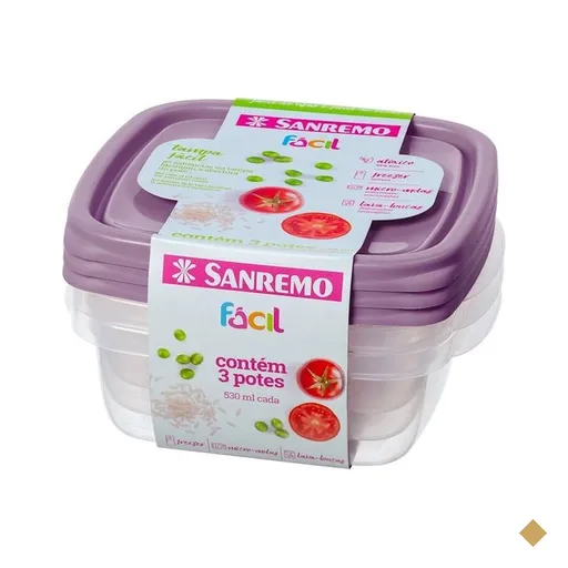 Conjunto de Potes Sanremo 3 Peças, 530 ml, Cores Sortidas