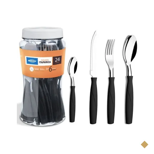 Faqueiro Brinox Itaparica com 24 Peças, Preto