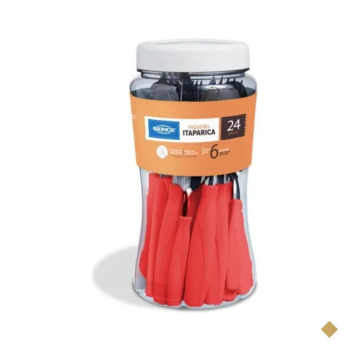 Faqueiro Brinox Itaparica com 24 Peças, Vermelho