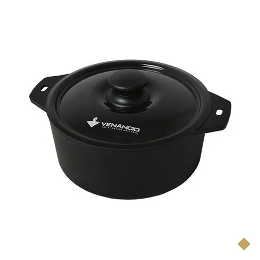 Panela de Ferro Venâncio com Tampa Esmaltada Preta, 16 cm