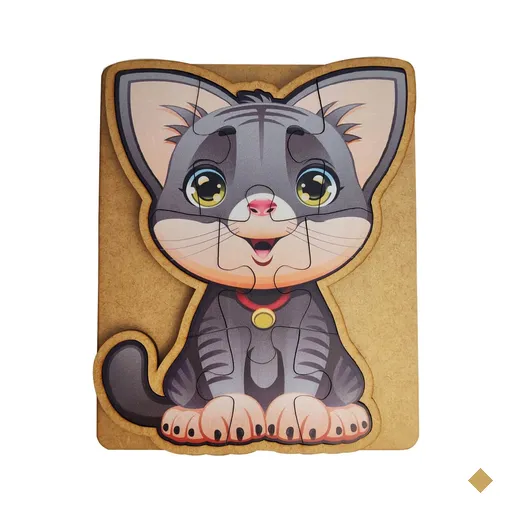 Quebra Cabeça Método Montessori Brincadeira com Aprendizado 9 Peças Gato…