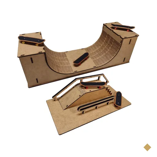 Rampa de Skate de Dedo Pista Tech Deck com Corrimão Brinquedo MDF Cru Park…