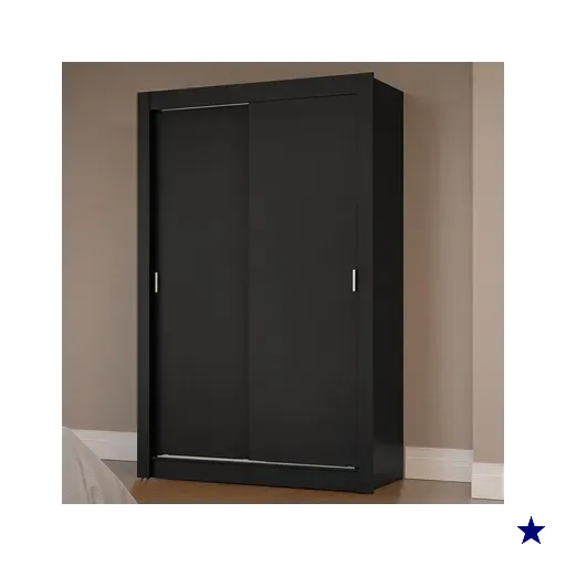 Guarda-Roupa Solteiro 2 Portas de Correr Preto Milano Madesa