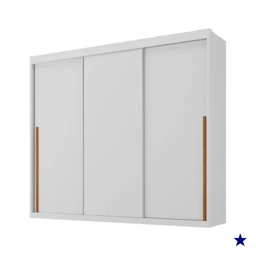 Guarda-Roupa / Roupeiro Maxel Senna, 3 Portas de Correr, 2 Gavetas