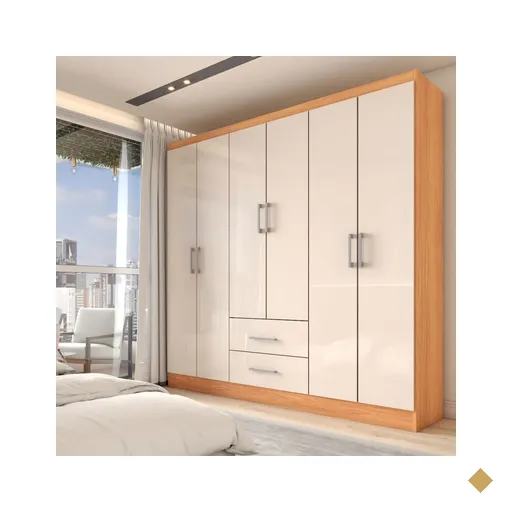 Guarda-Roupa Casal Australia 6 Portas 2 Gavetas Cinamomo/Off White - Panorama…