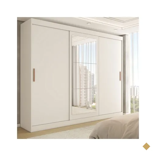 Guarda-Roupa Casal Harvard 3 Portas 2 Gavetas com Espelho 100% Mdf Branco -…