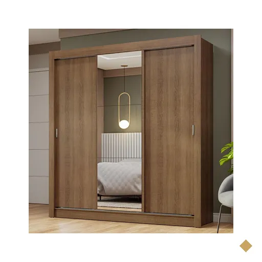 Guarda-Roupa Casal 3 Portas de Correr com Espelho Rustic Nobre Madesa