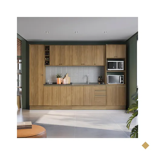 Cozinha Modulada Celeste Kappesberg 100% MDF Nogueira 340cm