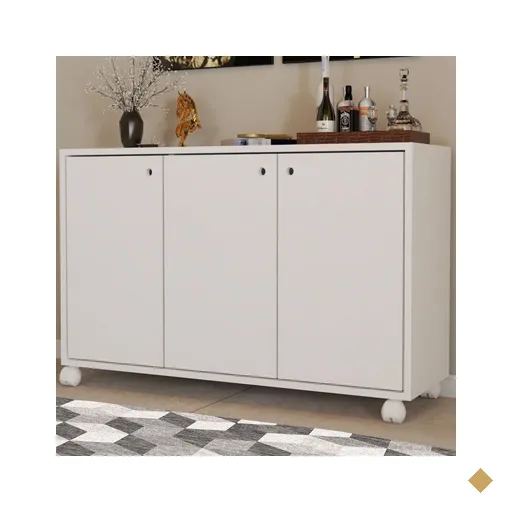 Balcão Buffet Roma 3 Portas Branco - Pnr Móveis