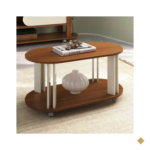 Mesa de Centro Ciclo 1 Prateleira 100% Mdf Cedro/Off White - Pnr Móveis