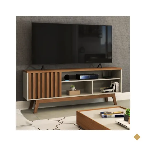 Rack para TV Até 55 Polegadas Ripado Hungria Retrô 1 Porta 1 Prateleira Off…