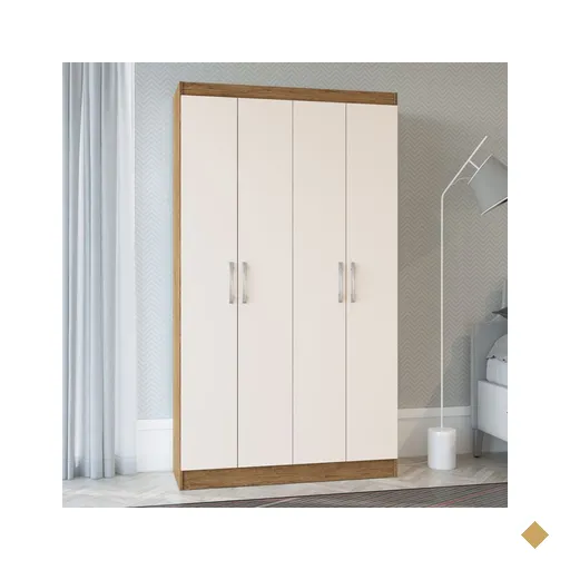 Guarda-roupa Solteiro 4 Portas Lyon 8 Prateleiras 40466 Off/white - Pnr Móveis