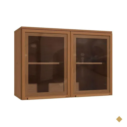 Armário Cozinha Linna T732 c/ 2 Portas c/ Vidro 80cm Canela - Kappesberg