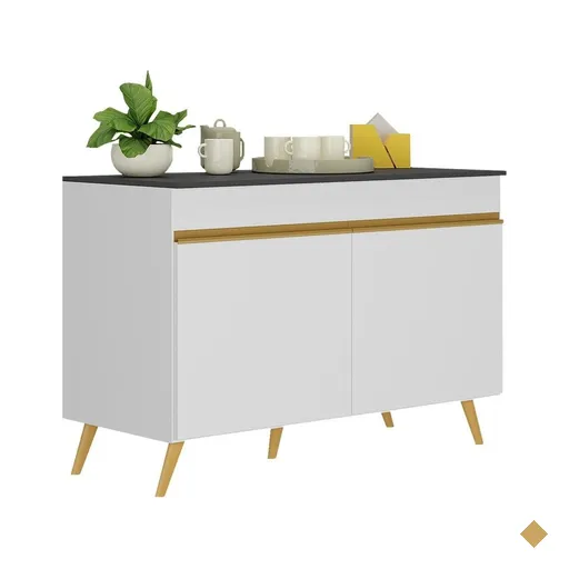 Balcão Cozinha Gabinete Pia 120 cm 2 Portas Veneza Multimóveis MP3738 Branco