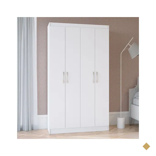 Guarda-roupa Solteiro 4 Portas Lyon 8 Prateleiras 40468 Branco - Pnr Móveis