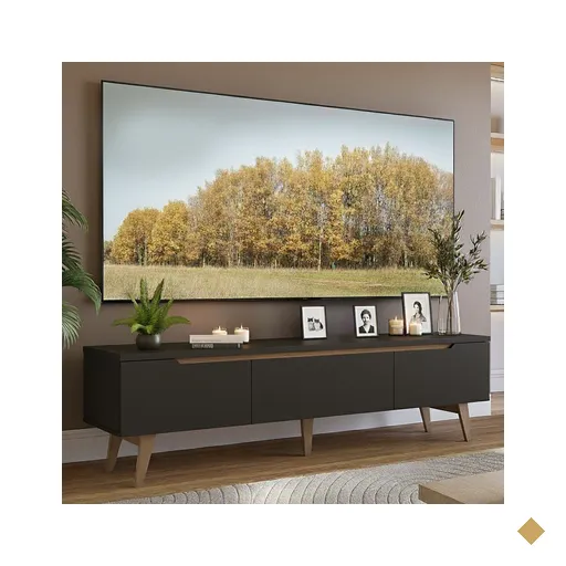Rack para TV até 80 Polegadas 180cm 2 Portas 1 Gaveta Preto/Rustic Toronto…