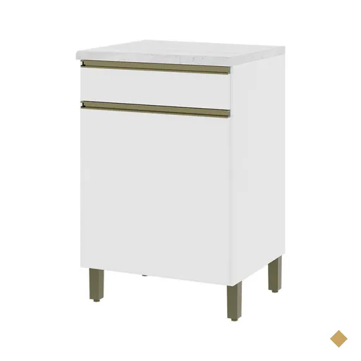 Armário de Cozinha 60 Cm 1 Porta 1 Gaveta 6123.12 Branco - Indékes