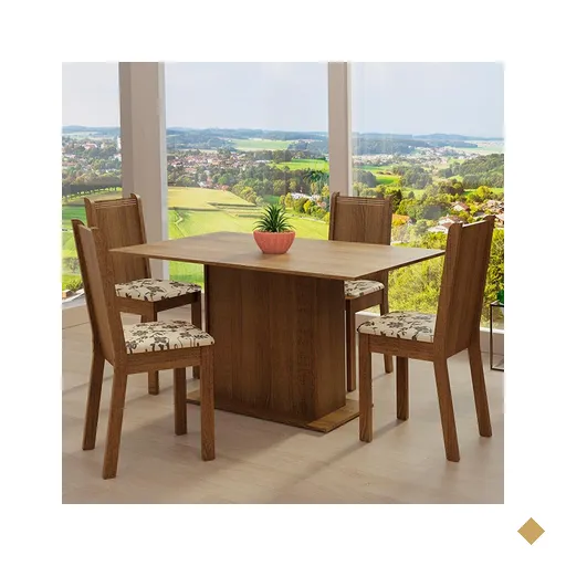 Conjunto Sala de Jantar Madesa Luana Mesa Tampo de Madeira 4 Cadeiras Marrom