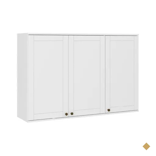 Armário Aéreo Milla 3 Portas Branco MDF 120cm Carraro