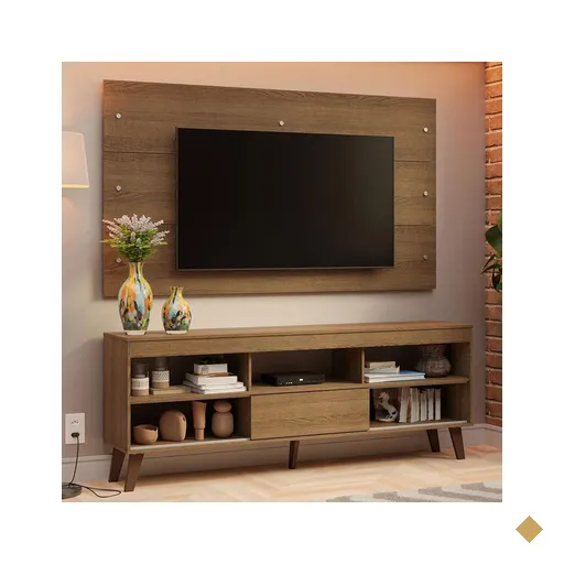 Rack com Painel para TV até 65 Polegadas com Pés Rustic Texas Madesa