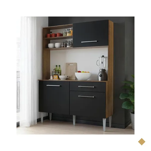 Kit Cozinha Compacta 120cm Rustic/Preto Life Madesa