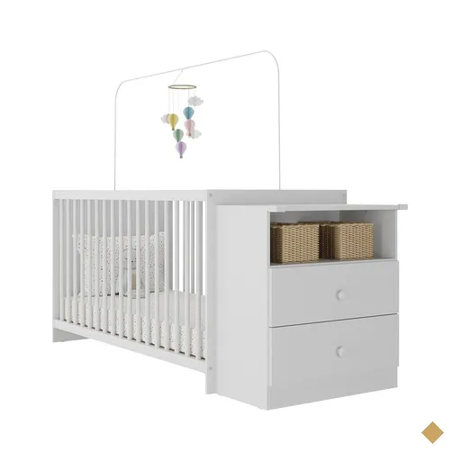 Berço Cômoda para Colchão 60x130cm  Beijinho Multimóveis BB2870 Branco