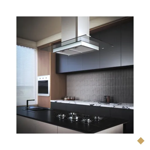 Coifa de Ilha 90 Cm Vidro Reto 220v Inox - Fogatti