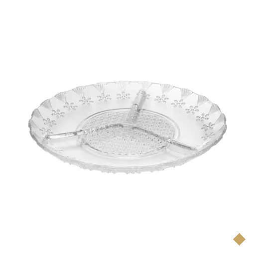 Petisqueira Vidro 3 Divisórias 19cm Floral Lyor Pequena Redonda Transparente…