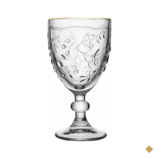 Taça 320ml Cristal Fio Ouro New Butterfly Lyor Transparente Grande Suco Água…