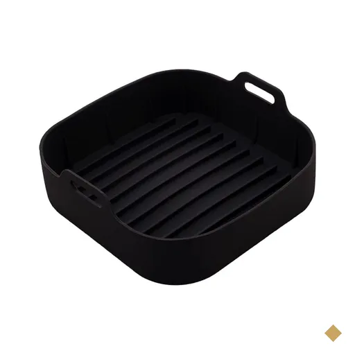 Forma Silicone Quadrada 20cm Preta Air Fryer Lyor com Alças Cesto Vasilha…