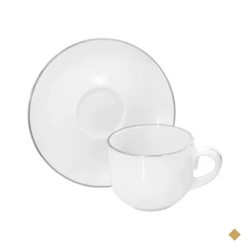 Xícara Com Pires Café 90ml Branco Legacy Silver Porcelana L Hermitage Curto…