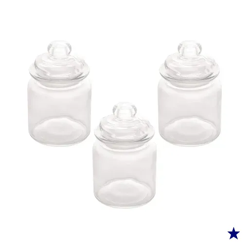 Kit 3 Bombonieres Potes de Vidro Com Tampa Hermética 330ml Arena Lyor…