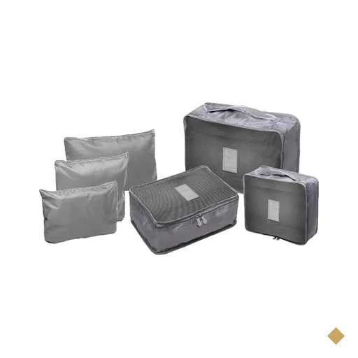 Kit 6 Organizadores de Mala para Viagem Lyor Cinza Nylon Bagagem Arrumar…