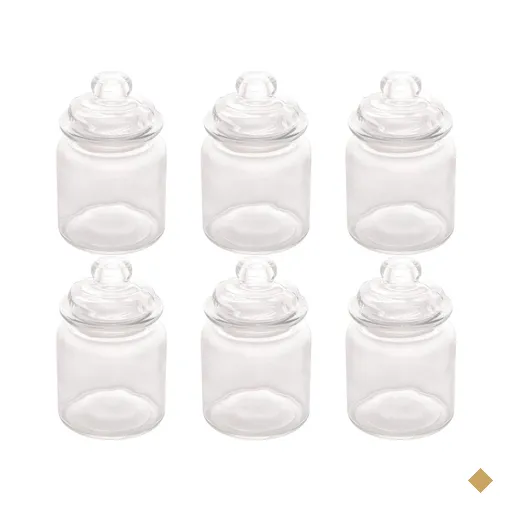 Kit 6 Potes de Vidro 330ml Tampa Hermética Arena Lyor Bomboniere Porta…