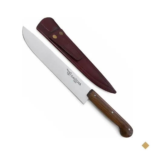 Faca Artesanal 7' Aço Inox 420 Cabo de Madeira Chato Bainha em Couro Churrasco…