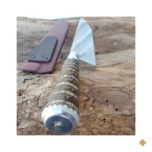 Faca Churrasco 6'' Aço Inox Cabo Rabo De Tatu e Bainha Couro