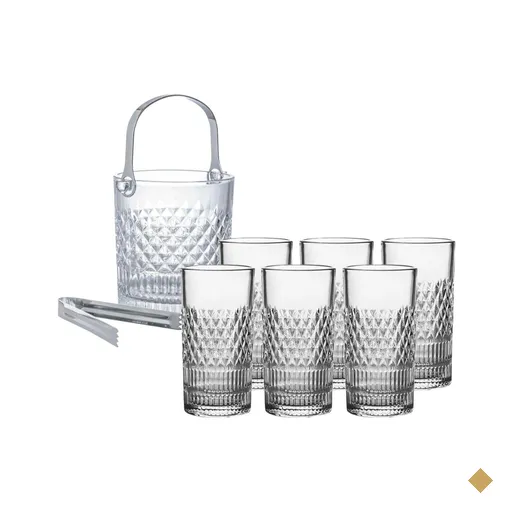 Jogo Balde de Gelo 1L e 6 Copo Altos 390ml Cristal Esplanada L'Hermitage Água…