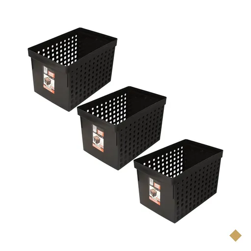 Kit 3 Caixas Plásticas para Arquivos Pastas Suspensas com Furação 42x27cm…