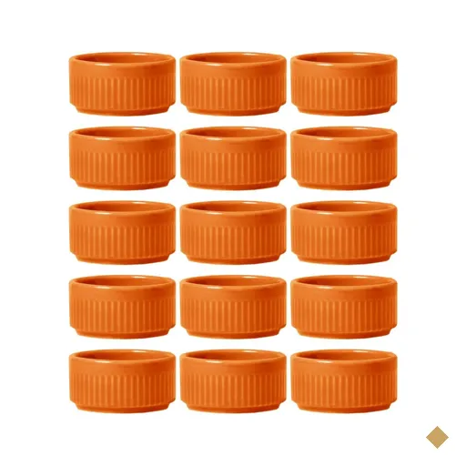 Kit 15 Ramekins Porcelana 50ml Laranja Germer Canelado Assar e Servir 6x3cm…