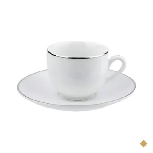 Kit 6 Xícaras de Café com Pires 90ml Porcelana Legacy Silver L'Hermitage Mesa…
