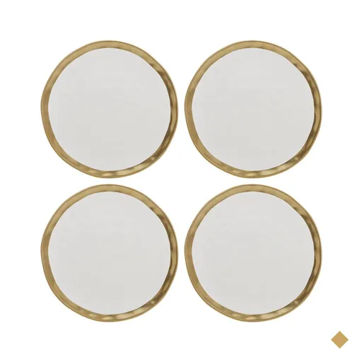 Jogo 4 Pratos Sobremesa 21cm Porcelana Branco Dourado Dubai Wolff Pratinho…