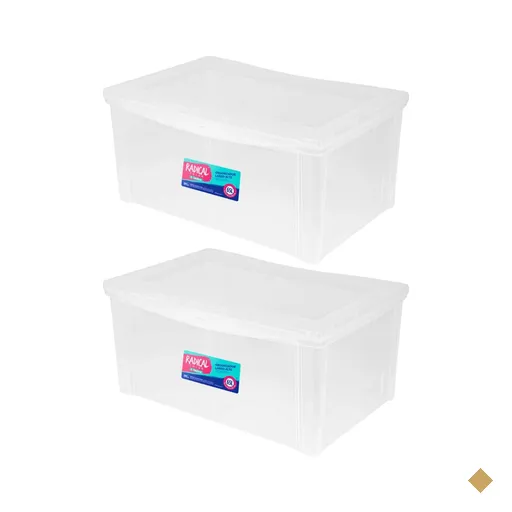 2 Caixas Organizadoras Plásticas 65L Tampa com Trava Empilháveis…