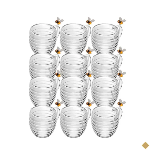 Conjunto 12 Xícaras Vidro 180ml Lovely Bee Mesa Posta Chá Café Espresso…