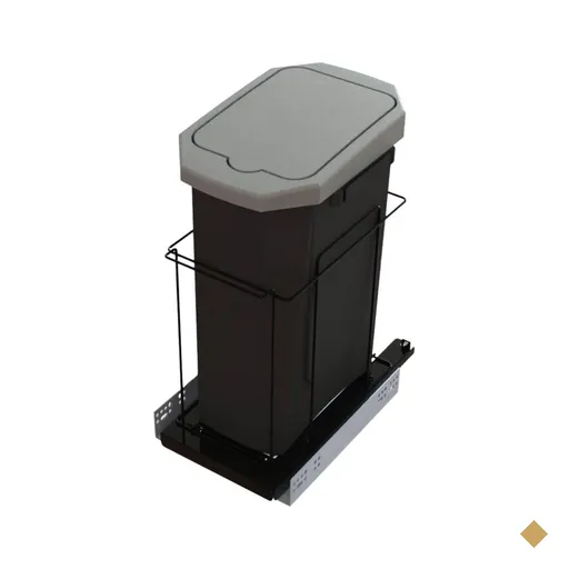 Lixeira Deslizante Simples 15L para Cozinha Elite 37x23x48cm Aramado Preto…